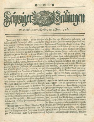 Leipziger Zeitungen vom 09.06.1746
