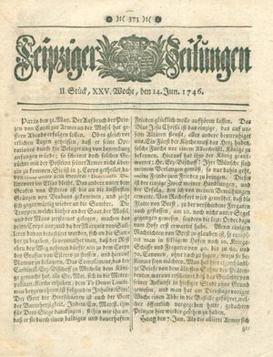 Leipziger Zeitungen vom 14.06.1746