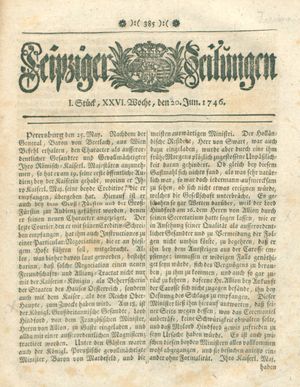 Leipziger Zeitungen vom 20.06.1746