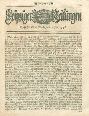 Leipziger Zeitungen on Jun 22, 1746