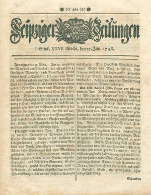 Leipziger Zeitungen vom 27.06.1746