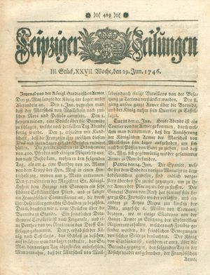 Leipziger Zeitungen vom 29.06.1746