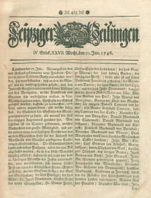Leipziger Zeitungen vom 30.06.1746