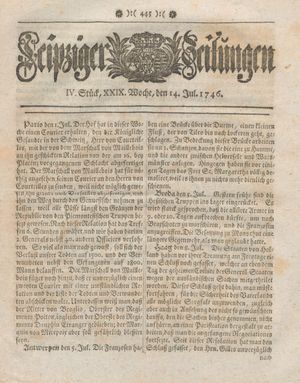 Leipziger Zeitungen vom 14.07.1746