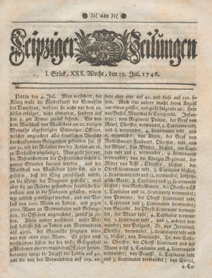 Leipziger Zeitungen vom 18.07.1746