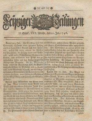 Leipziger Zeitungen vom 20.07.1746