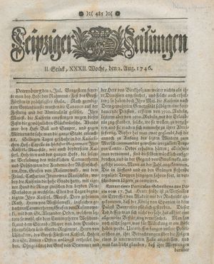 Leipziger Zeitungen vom 02.08.1746