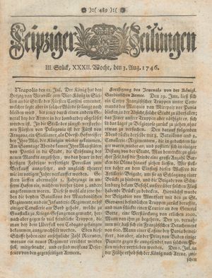 Leipziger Zeitungen vom 03.08.1746