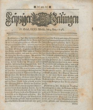 Leipziger Zeitungen vom 04.08.1746