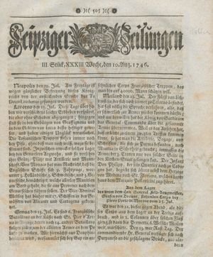 Leipziger Zeitungen vom 10.08.1746