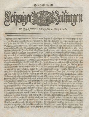 Leipziger Zeitungen vom 11.08.1746