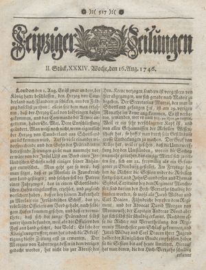 Leipziger Zeitungen vom 16.08.1746