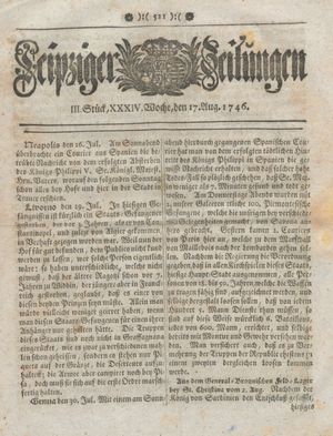 Leipziger Zeitungen vom 17.08.1746