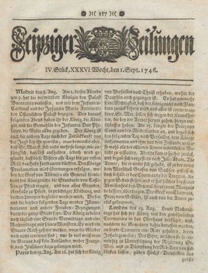 Leipziger Zeitungen vom 01.09.1746