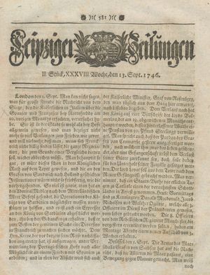 Leipziger Zeitungen vom 13.09.1746