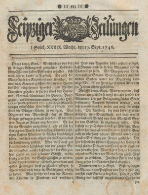 Leipziger Zeitungen vom 19.09.1746