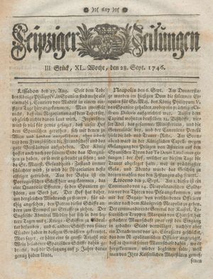 Leipziger Zeitungen vom 28.09.1746