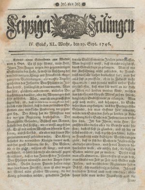 Leipziger Zeitungen vom 29.09.1746