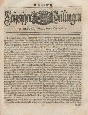 Leipziger Zeitungen vom 04.10.1746
