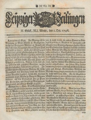 Leipziger Zeitungen on Oct 5, 1746