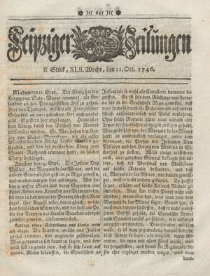 Leipziger Zeitungen vom 11.10.1746