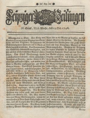 Leipziger Zeitungen on Oct 13, 1746