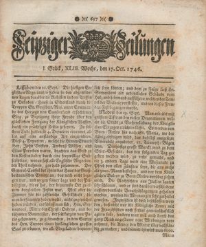 Leipziger Zeitungen vom 17.10.1746