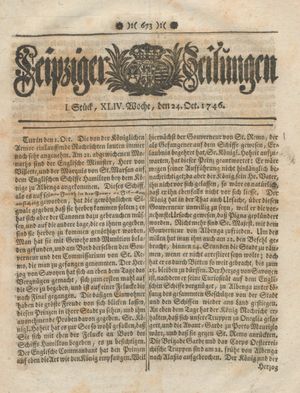 Leipziger Zeitungen vom 24.10.1746