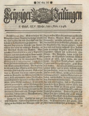 Leipziger Zeitungen vom 01.11.1746