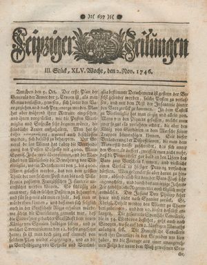 Leipziger Zeitungen vom 02.11.1746