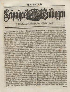 Leipziger Zeitungen vom 08.11.1746