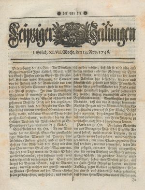 Leipziger Zeitungen vom 14.11.1746