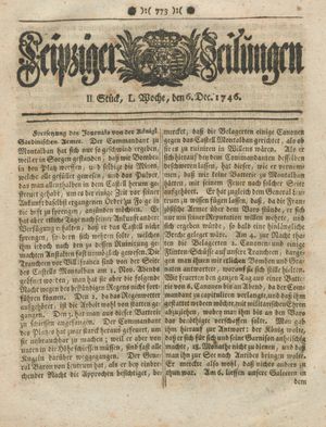 Leipziger Zeitungen vom 06.12.1746