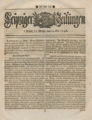 Leipziger Zeitungen vom 12.12.1746