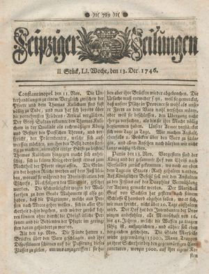 Leipziger Zeitungen vom 13.12.1746