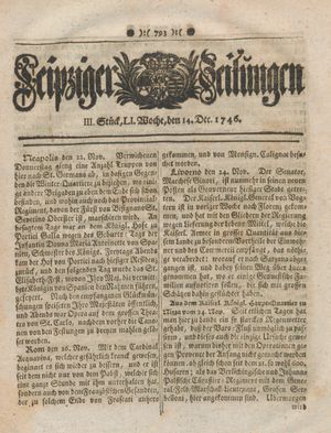 Leipziger Zeitungen vom 14.12.1746