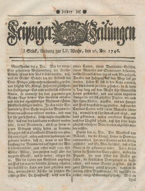 Leipziger Zeitungen vom 26.12.1746
