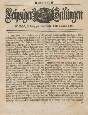 Leipziger Zeitungen vom 29.12.1746