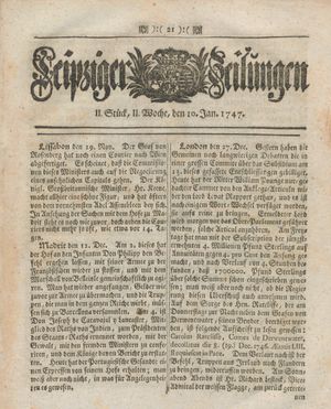 Leipziger Zeitungen vom 10.01.1747