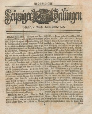 Leipziger Zeitungen on Feb 6, 1747