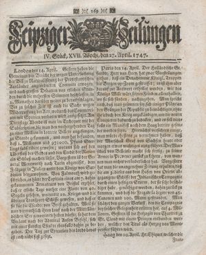 Leipziger Zeitungen on Apr 27, 1747
