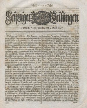 Leipziger Zeitungen vom 01.05.1747