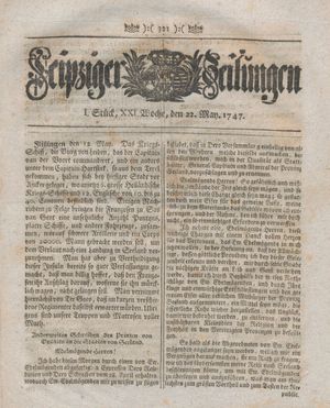 Leipziger Zeitungen on May 22, 1747