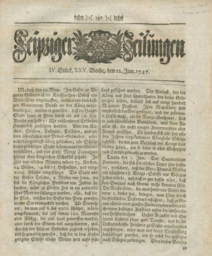 Leipziger Zeitungen vom 22.06.1747