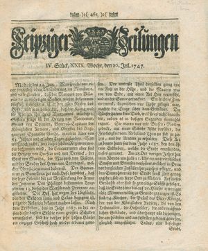 Leipziger Zeitungen on Jul 20, 1747