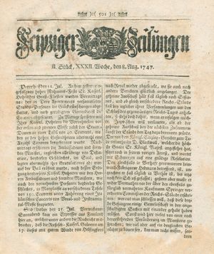 Leipziger Zeitungen on Aug 8, 1747