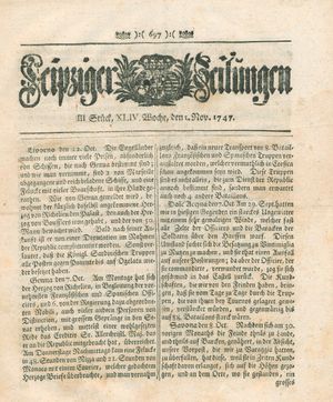 Leipziger Zeitungen on Nov 1, 1747