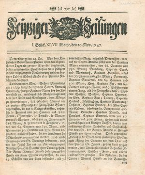 Leipziger Zeitungen vom 20.11.1747