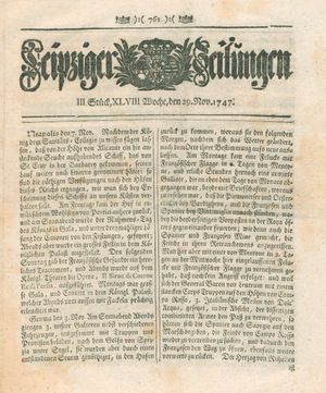 Leipziger Zeitungen on Nov 29, 1747