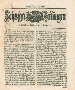 Leipziger Zeitungen vom 12.12.1747